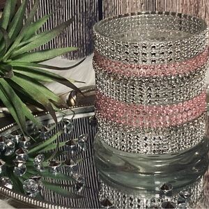 🆕 Diamonds💎 & Pink 🎀Rhinestone Candle or makeup brush holder